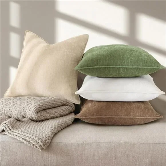 Spring Couch Throw Pillow Covers 18x18 Set of 2, Decorative Soft Velvet Neutral - Picture 5 of 7